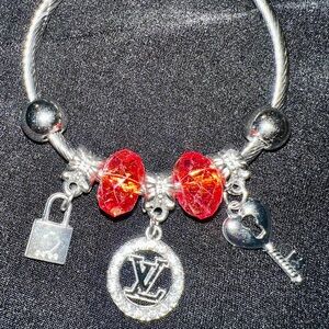 Silver and Red Charm Bracelet